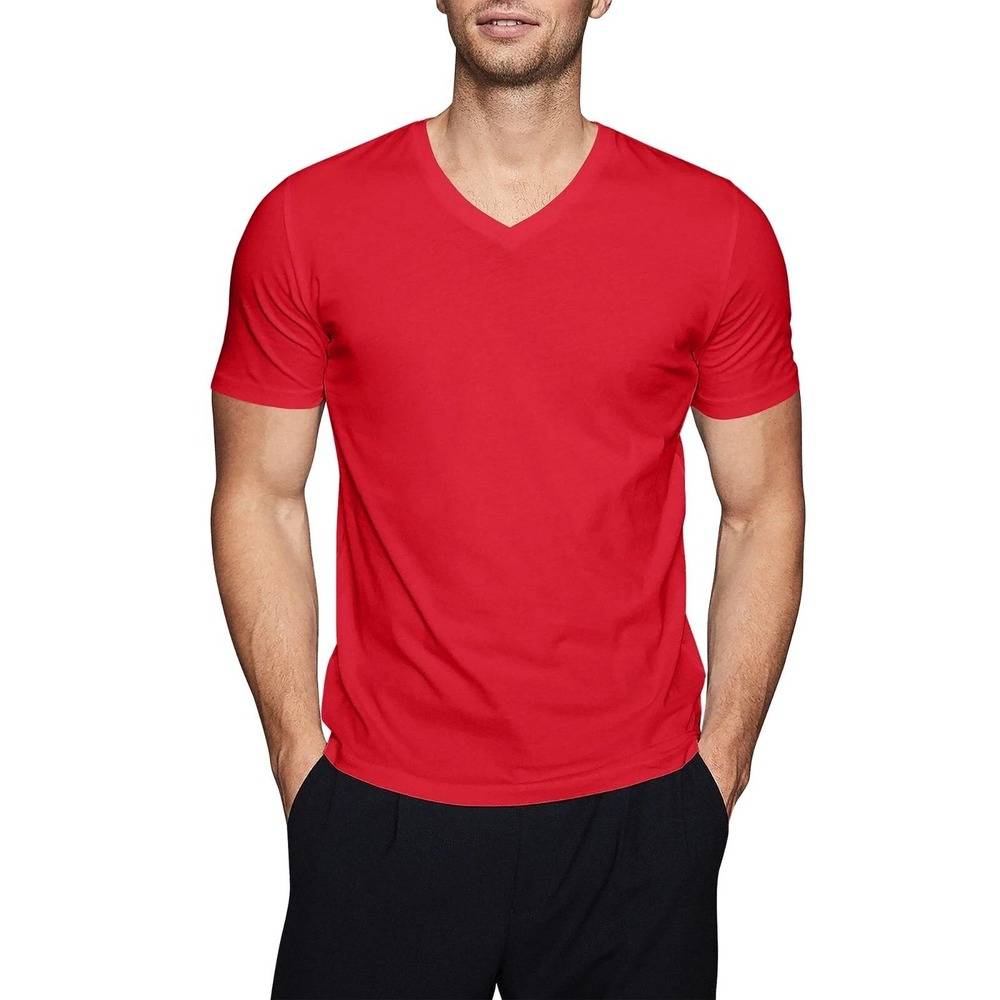 NWT Blu Rock Men's Size M Red V-Neck T-Shirt Combed Cotton Spandex
